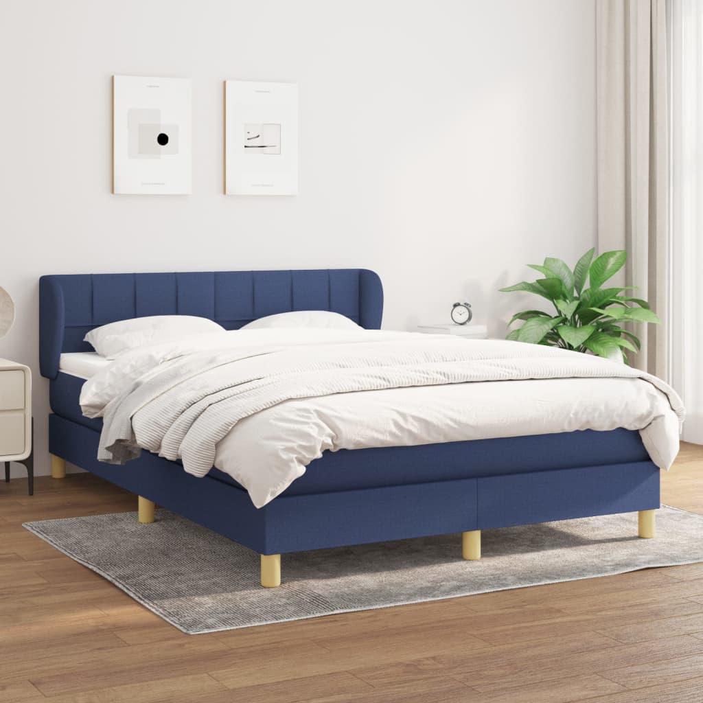 JUNG Vida Boxspringbett mit Matratze Blau 140x200 cm Stoff