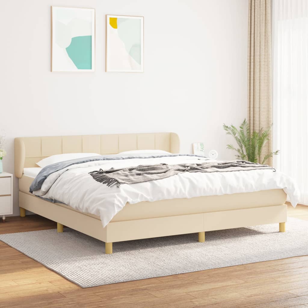 JUNG Vida Boxspringbett mit Matratze Creme 180x200 cm Stoff