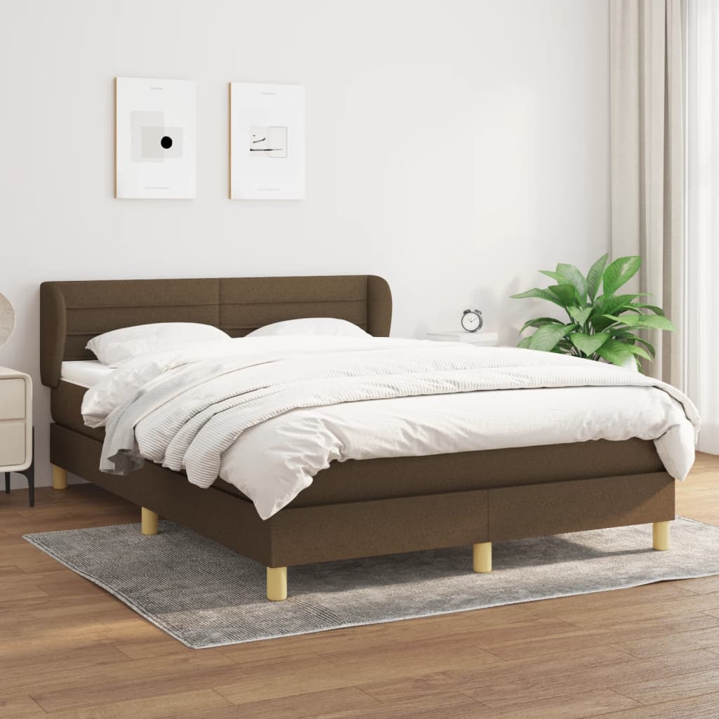 JUNG Vida Boxspringbett mit Matratze Dunkelbraun 140x200 cm Stoff