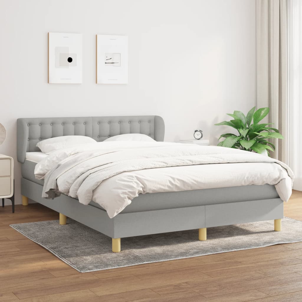 JUNG Vida Boxspringbett mit Matratze Hellgrau 140x190 cm Stoff