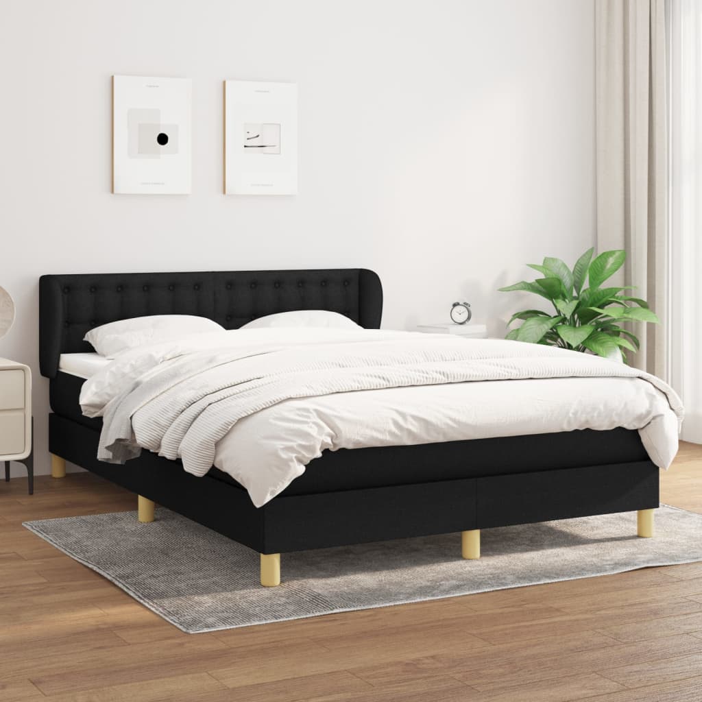 JUNG Vida Boxspringbett mit Matratze Schwarz 140x190 cm Stoff