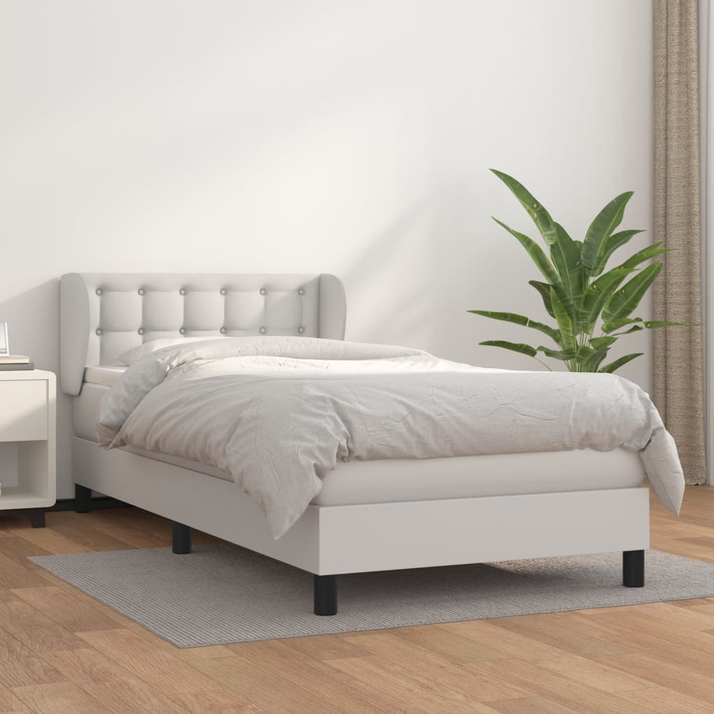 JUNG Vida Boxspringbett mit Matratze Weiß 90x190 cm Kunstleder
