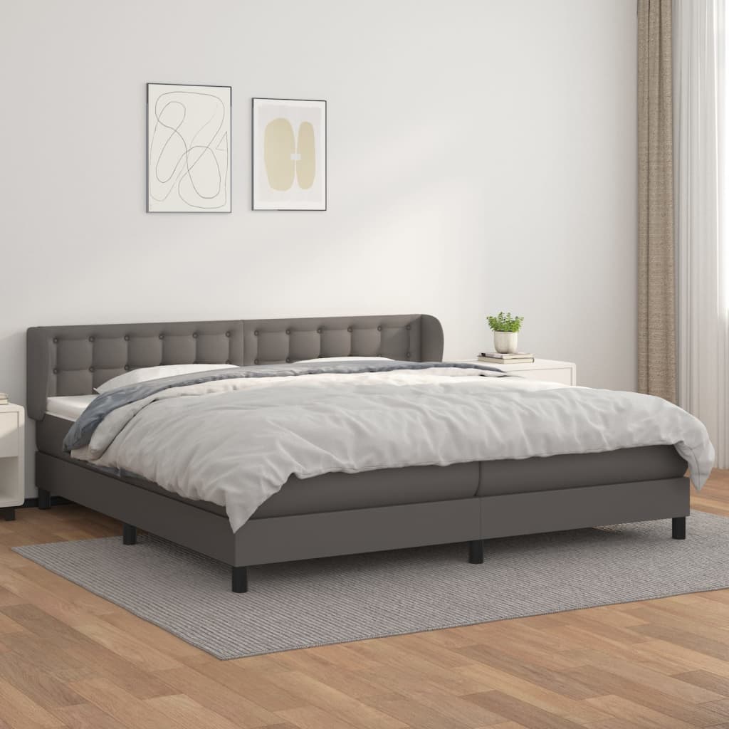 JUNG Vida Boxspringbett mit Matratze Grau 200x200 cm Kunstleder