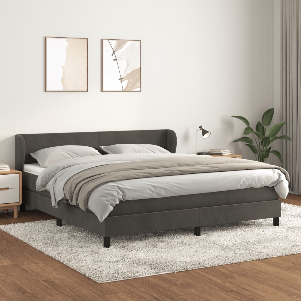 JUNG Vida Boxspringbett mit Matratze Dunkelgrau 160x200 cm Samt