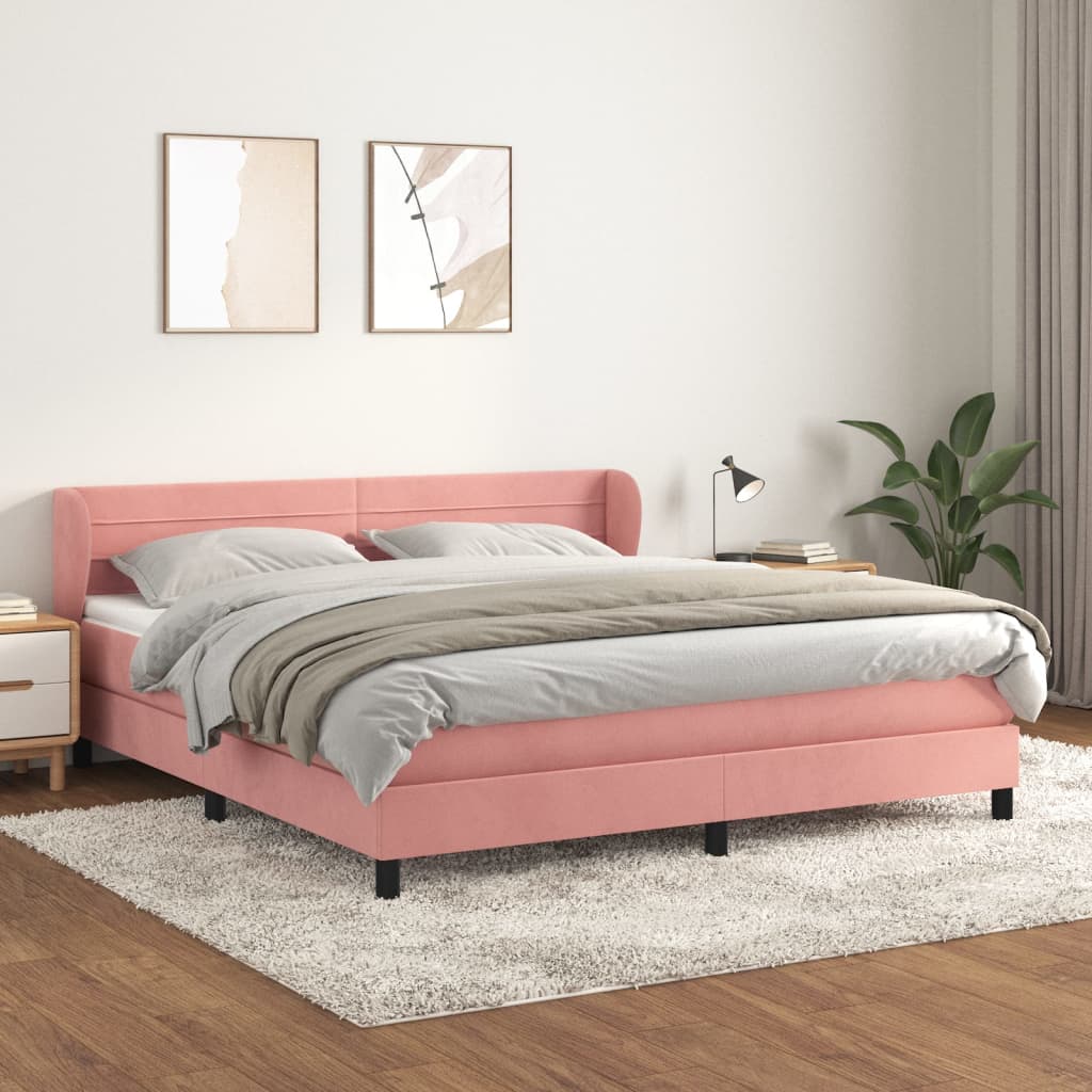JUNG Vida Boxspringbett mit Matratze Rosa 160x200 cm Samt