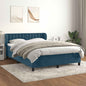 JUNG Vida Boxspringbett mit Matratze Dunkelblau 140x190 cm Samt