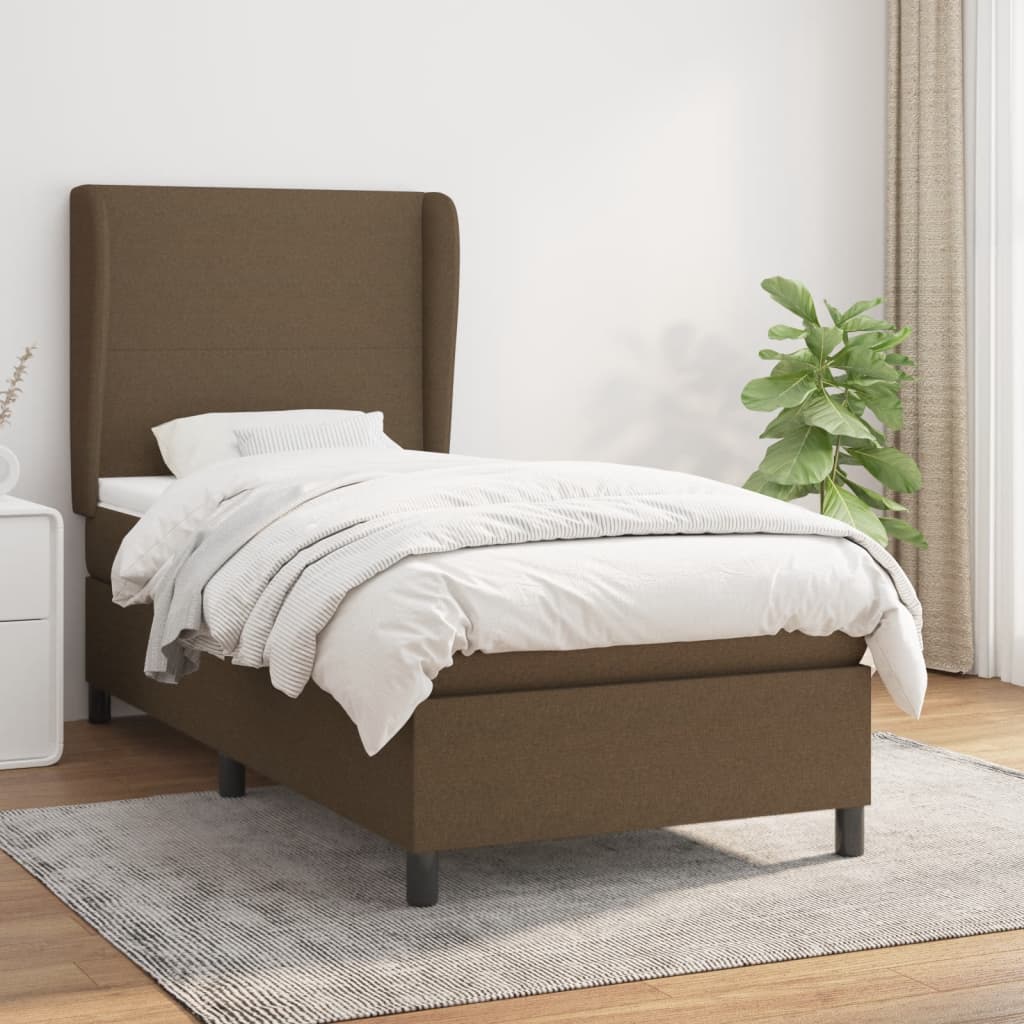 JUNG Vida Boxspringbett mit Matratze Dunkelbraun 80x200 cm Stoff