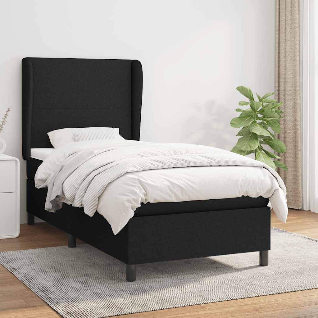 JUNG Vida Boxspringbett mit Matratze Schwarz 100x200 cm Stoff