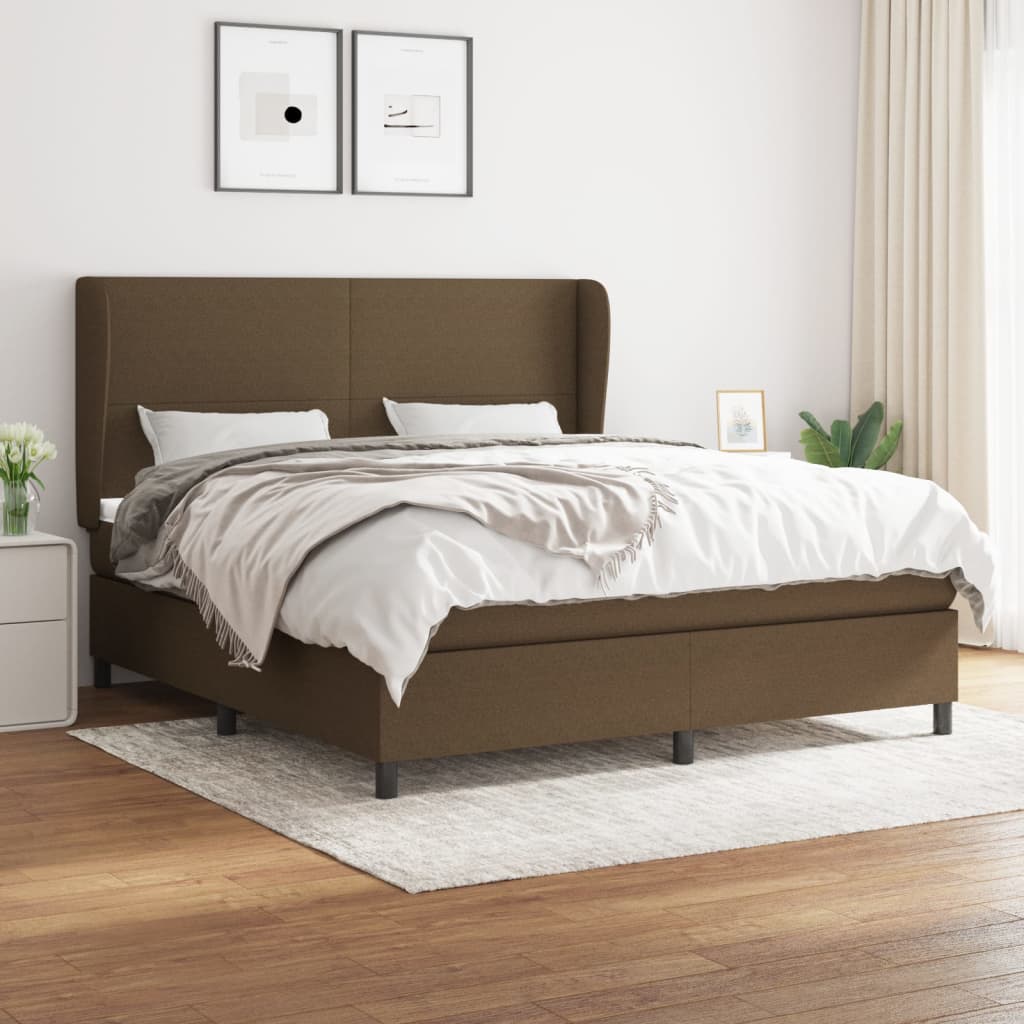 JUNG Vida Boxspringbett mit Matratze Dunkelbraun 160x200 cm Stoff