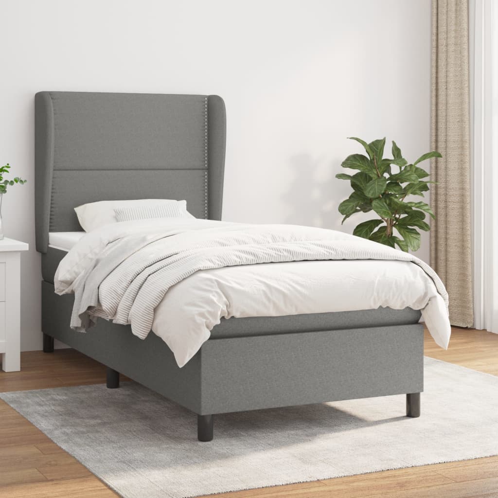 JUNG Vida Boxspringbett mit Matratze Dunkelgrau 80x200 cm Stoff