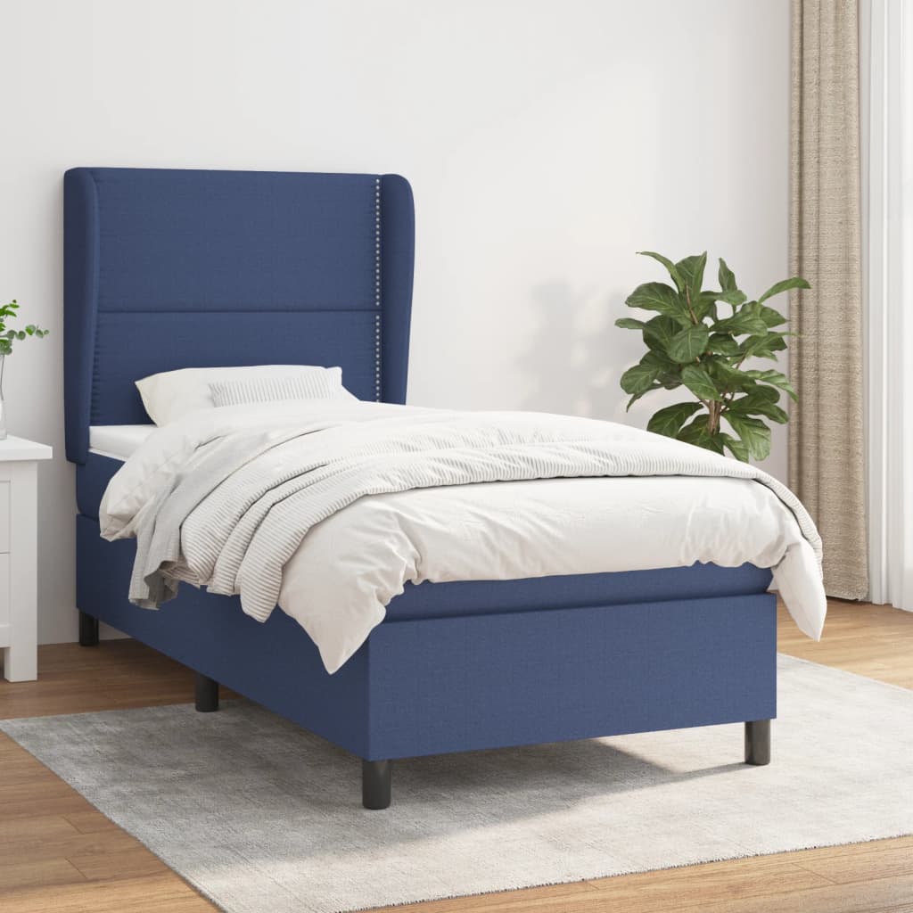 JUNG Vida Boxspringbett mit Matratze Blau 90x190 cm Stoff