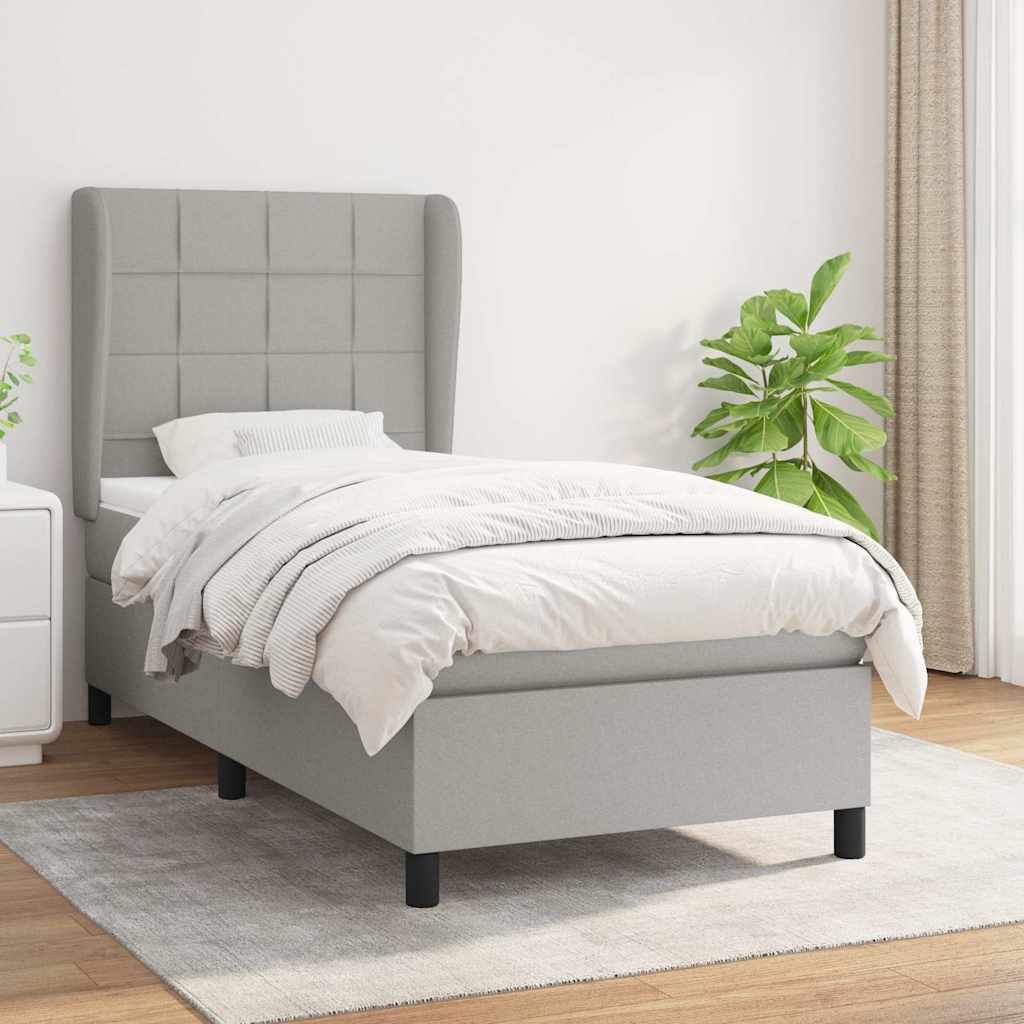 JUNG Vida Boxspringbett mit Matratze Hellgrau 80x200 cm Stoff