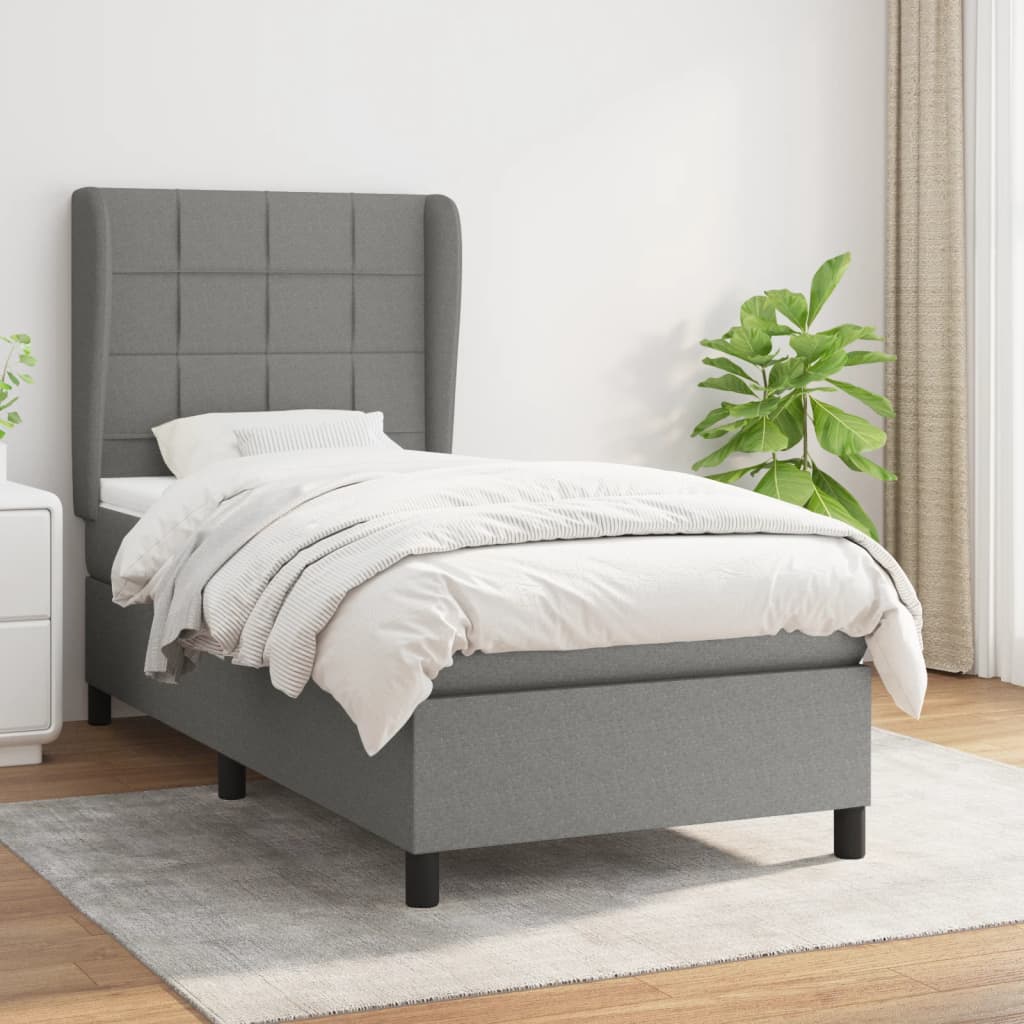 JUNG Vida Boxspringbett mit Matratze Dunkelgrau 90x190 cm Stoff