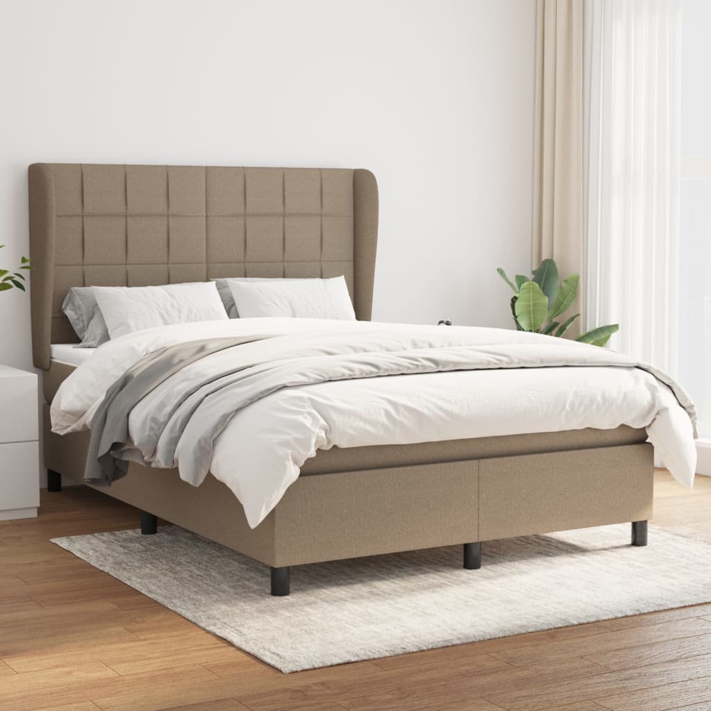 JUNG Vida Boxspringbett mit Matratze Taupe 140x190 cm Stoff