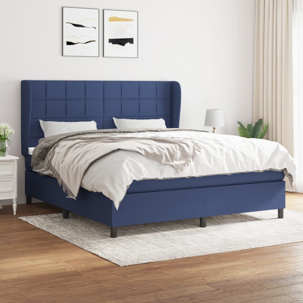 JUNG Vida Boxspringbett mit Matratze Blau 180x200 cm Stoff