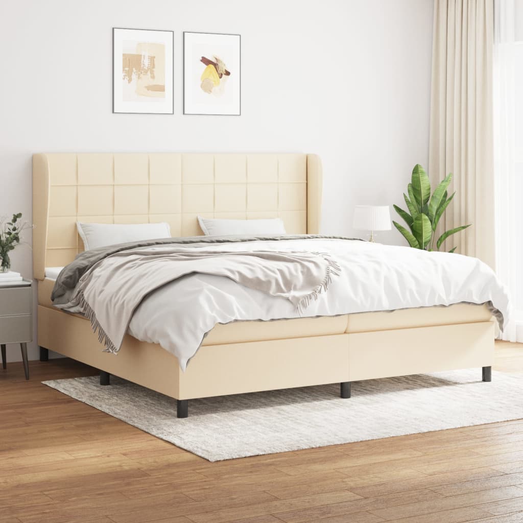 JUNG Vida Boxspringbett mit Matratze Creme 200x200 cm Stoff