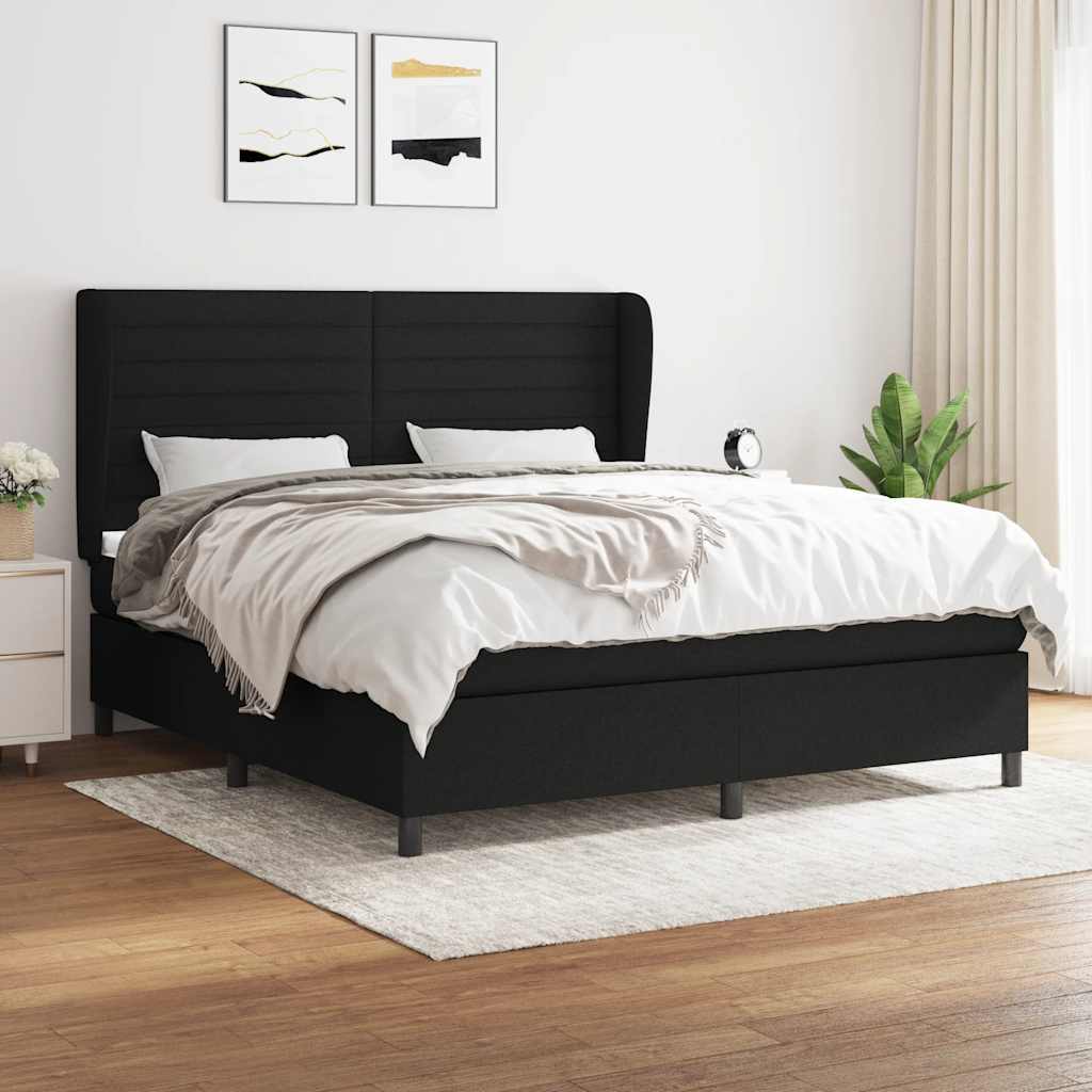 JUNG Vida Boxspringbett mit Matratze Schwarz 160x200 cm Stoff