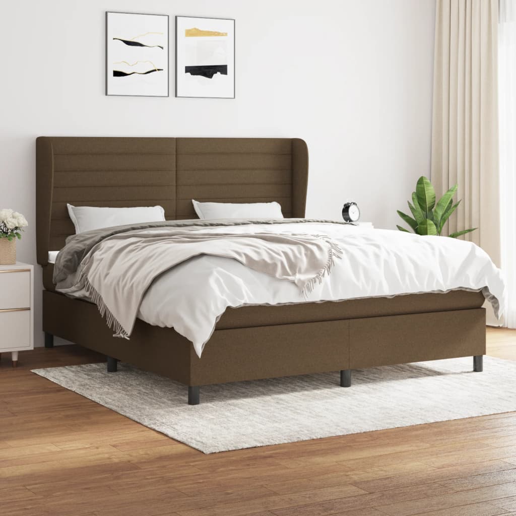 JUNG Vida Boxspringbett mit Matratze Dunkelbraun 160x200 cm Stoff