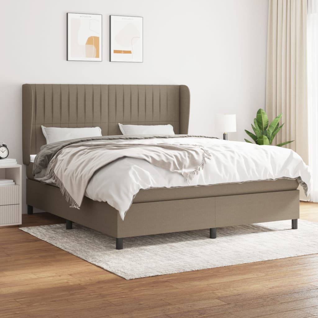 JUNG Vida Boxspringbett mit Matratze Taupe 180x200 cm Stoff