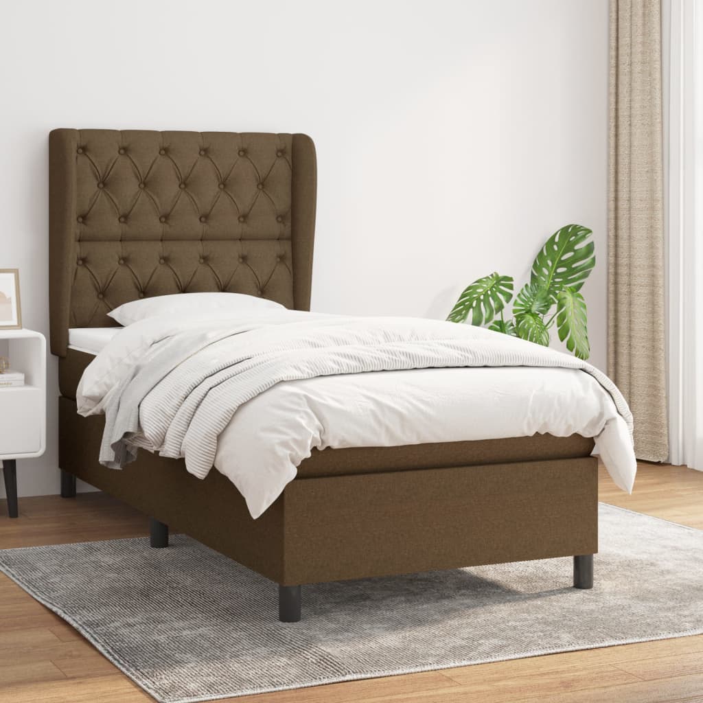 JUNG Vida Boxspringbett mit Matratze Dunkelbraun 80x200 cm Stoff