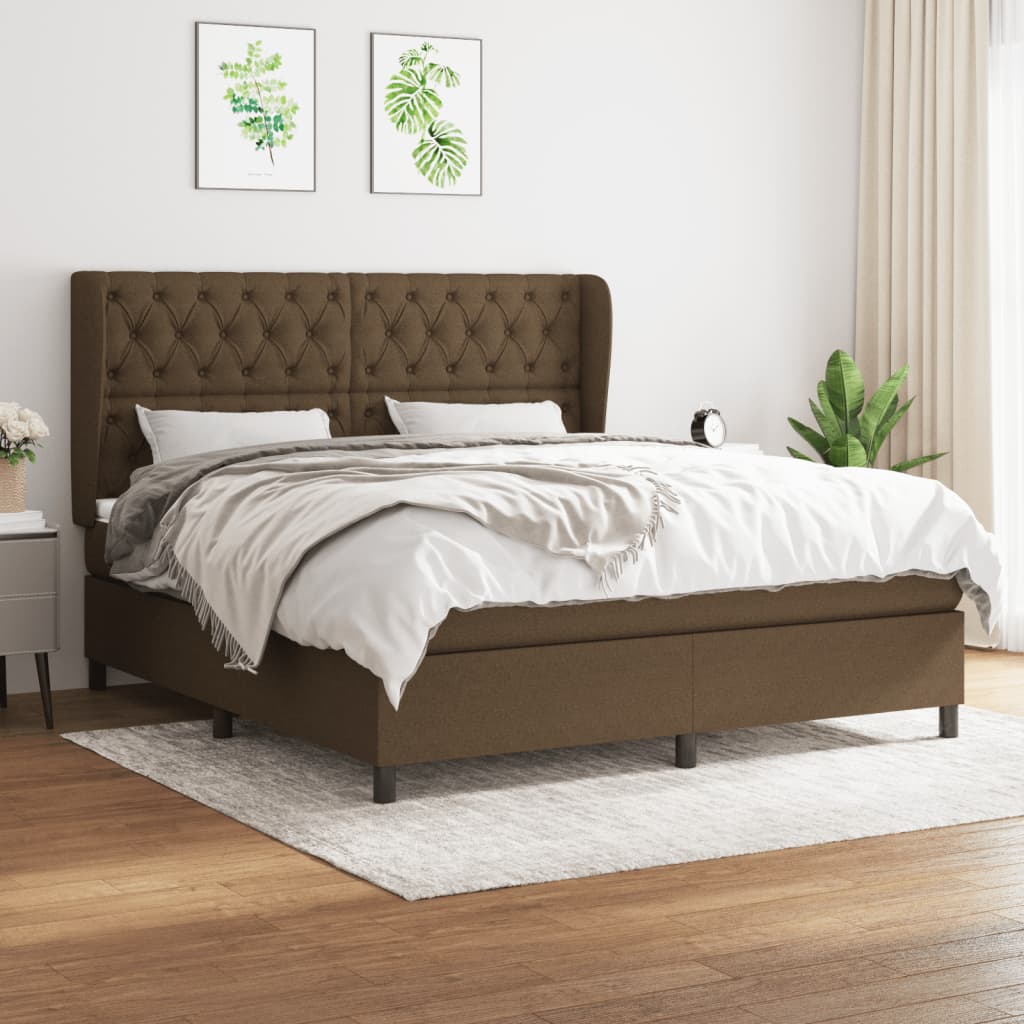 JUNG Vida Boxspringbett mit Matratze Dunkelbraun 160x200 cm Stoff
