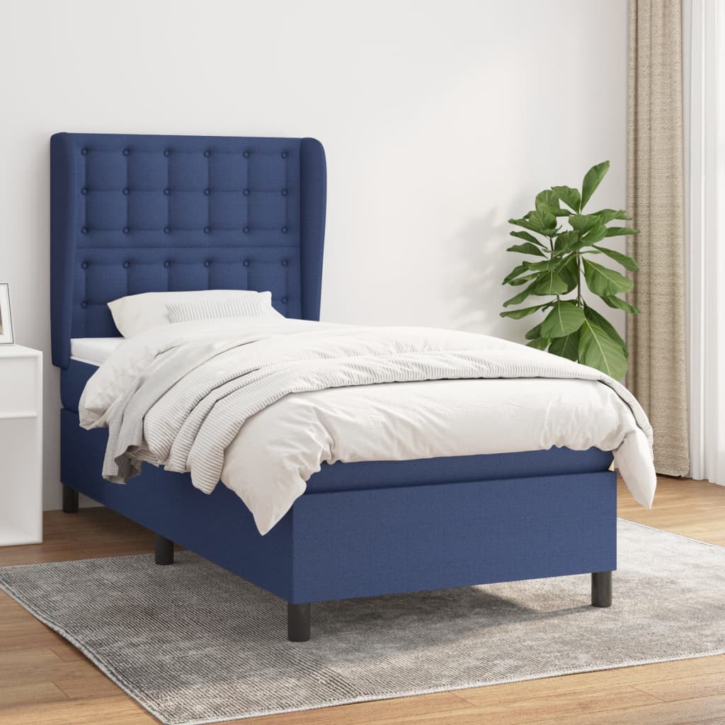 JUNG Vida Boxspringbett mit Matratze Blau 90x200 cm Stoff