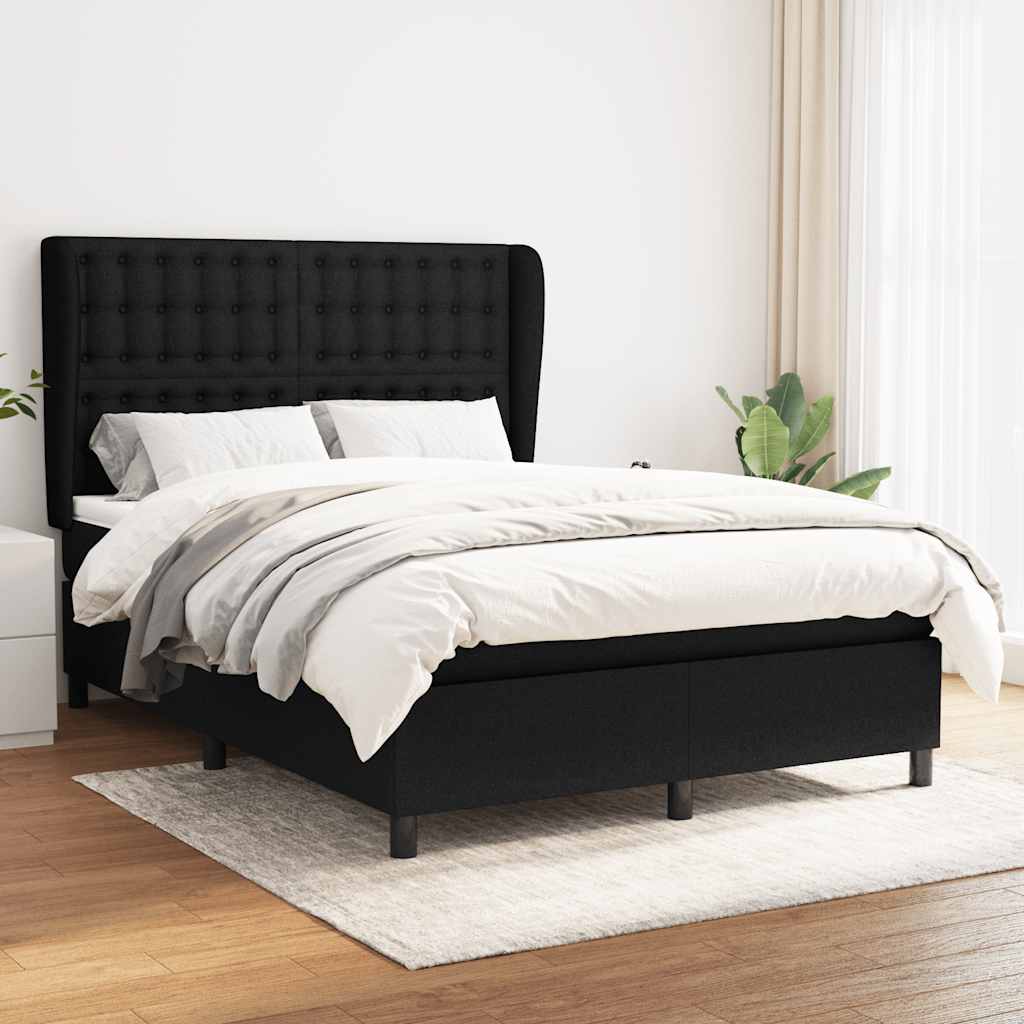 JUNG Vida Boxspringbett mit Matratze Schwarz 140x190 cm Stoff