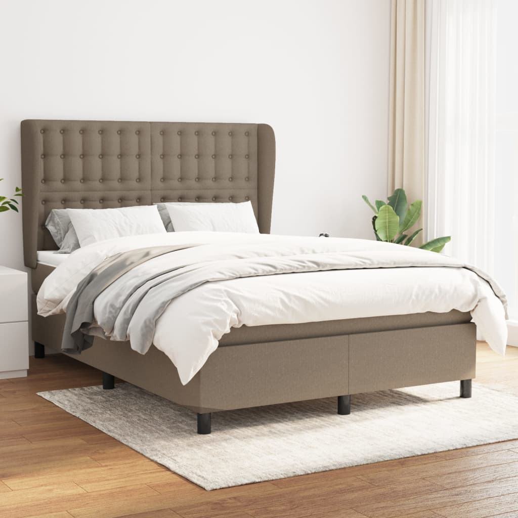 JUNG Vida Boxspringbett mit Matratze Taupe 140x190 cm Stoff