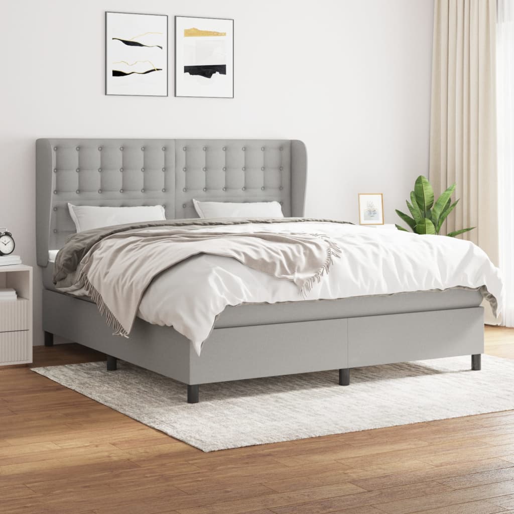 JUNG Vida Boxspringbett mit Matratze Hellgrau 180x200 cm Stoff