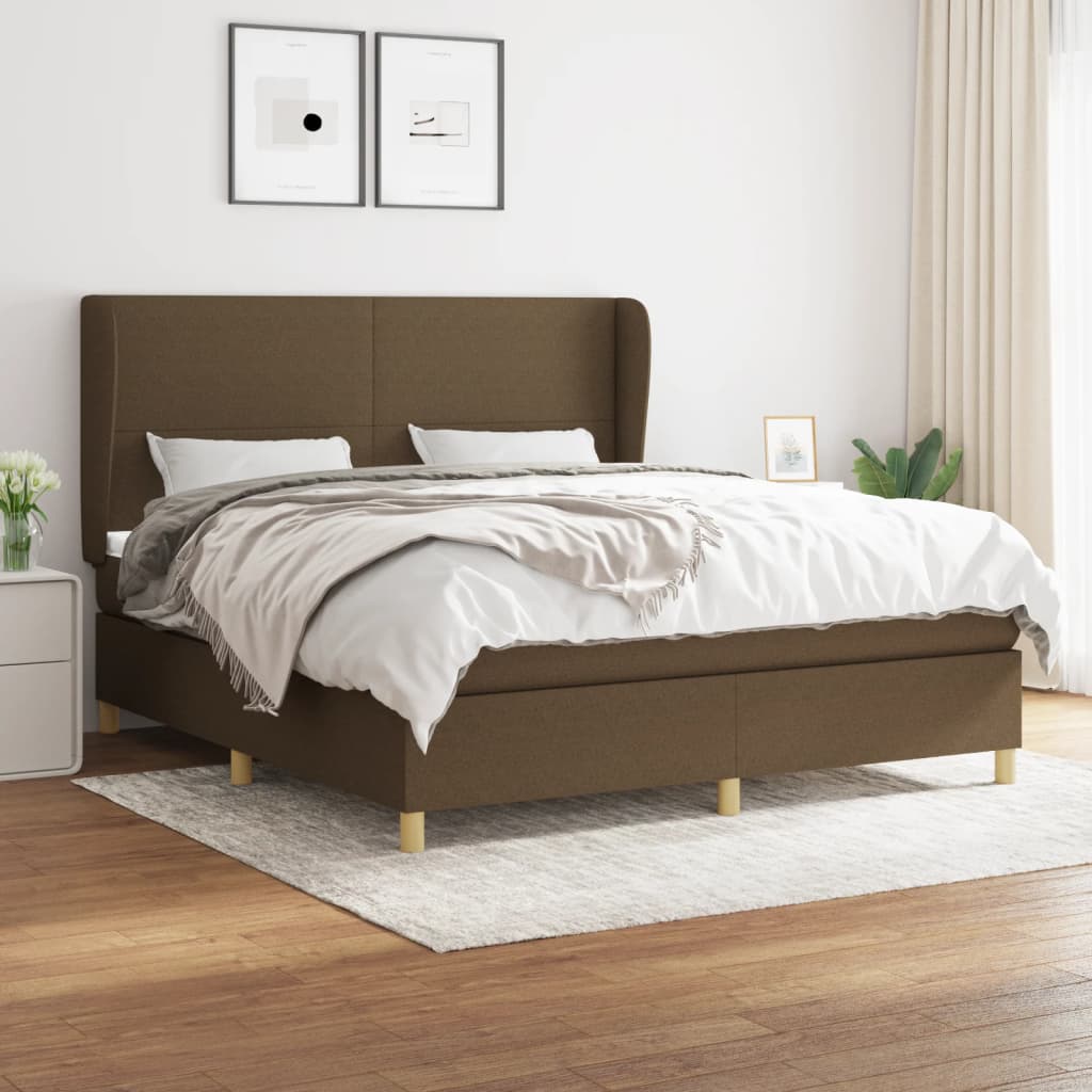JUNG Vida Boxspringbett mit Matratze Dunkelbraun 160x200 cm Stoff