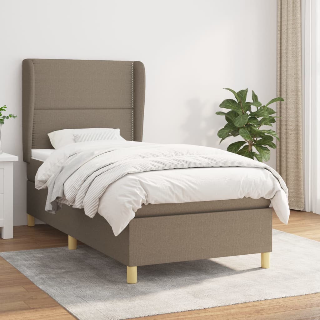JUNG Vida Boxspringbett mit Matratze Taupe 100x200 cm Stoff