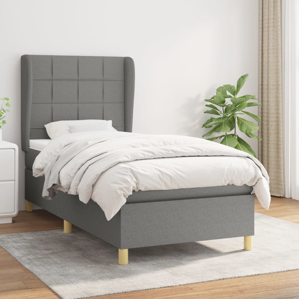 JUNG Vida Boxspringbett mit Matratze Dunkelgrau 80x200 cm Stoff