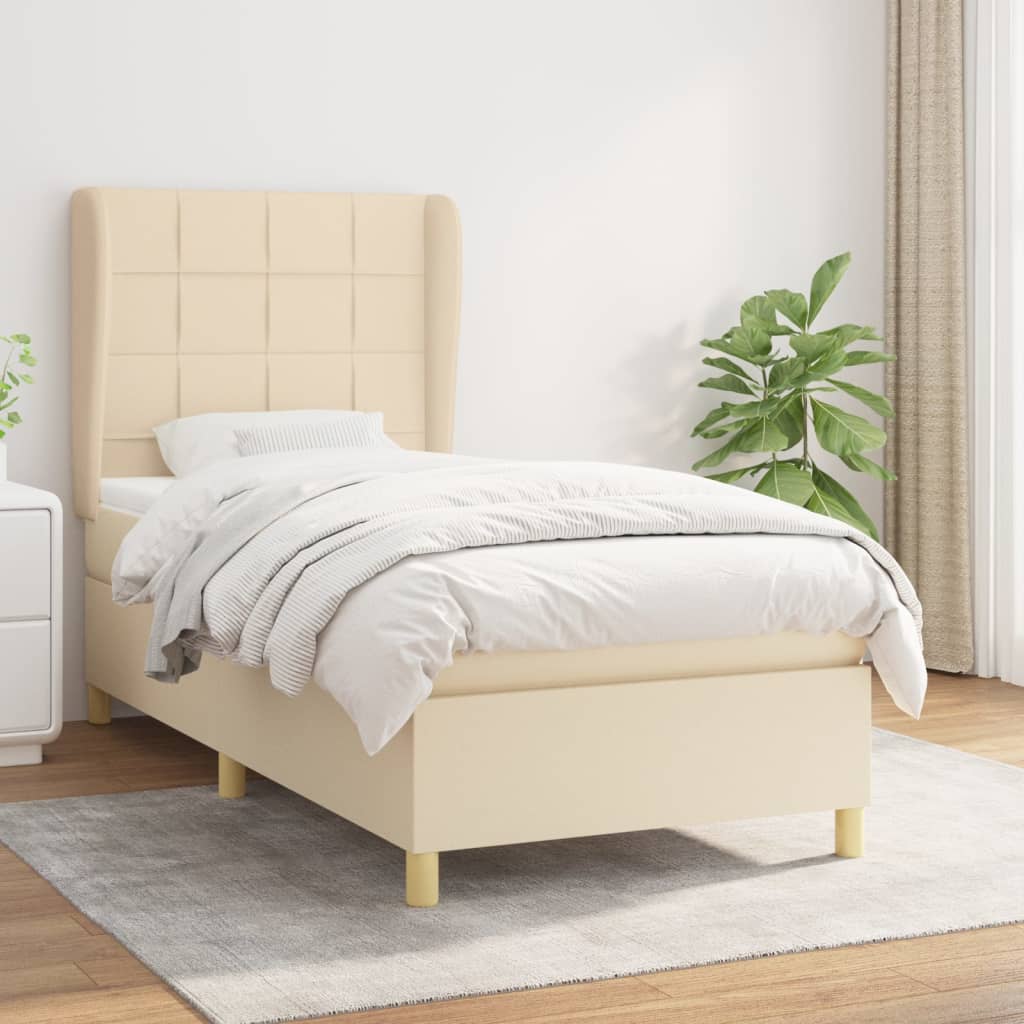 JUNG Vida Boxspringbett mit Matratze Creme 80x200 cm Stoff