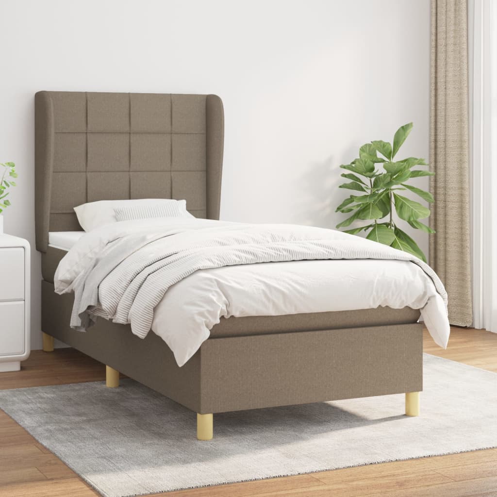 JUNG Vida Boxspringbett mit Matratze Taupe 90x190 cm Stoff