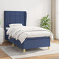 JUNG Vida Boxspringbett mit Matratze Blau 100x200 cm Stoff