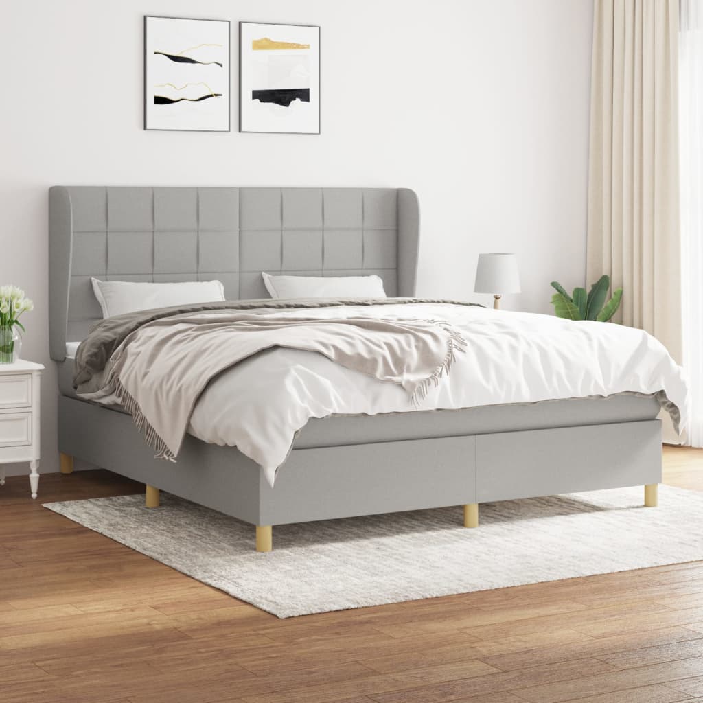 JUNG Vida Boxspringbett mit Matratze Hellgrau 180x200 cm Stoff