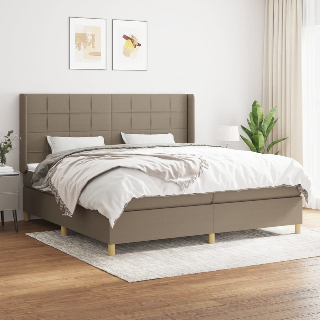 JUNG Vida Boxspringbett mit Matratze Taupe 200x200 cm Stoff