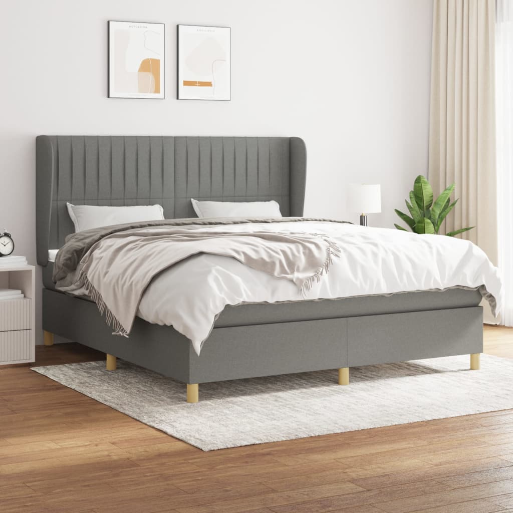 JUNG Vida Boxspringbett mit Matratze Dunkelgrau 160x200 cm Stoff