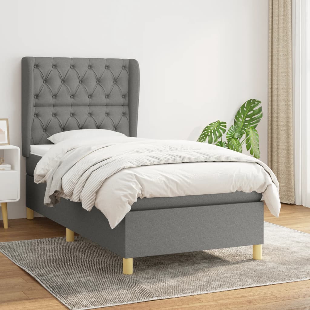 JUNG Vida Boxspringbett mit Matratze Dunkelgrau 80x200 cm Stoff