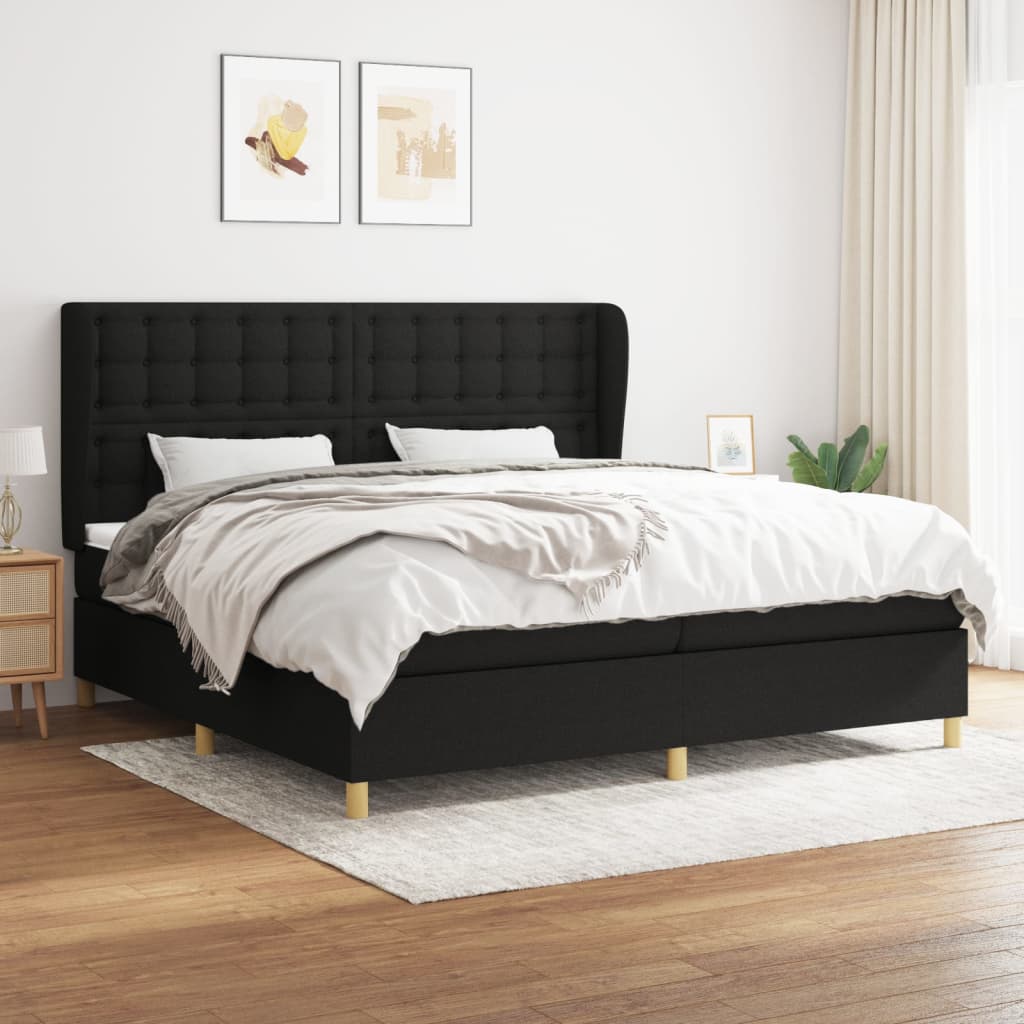 JUNG Vida Boxspringbett mit Matratze Schwarz 200x200 cm Stoff