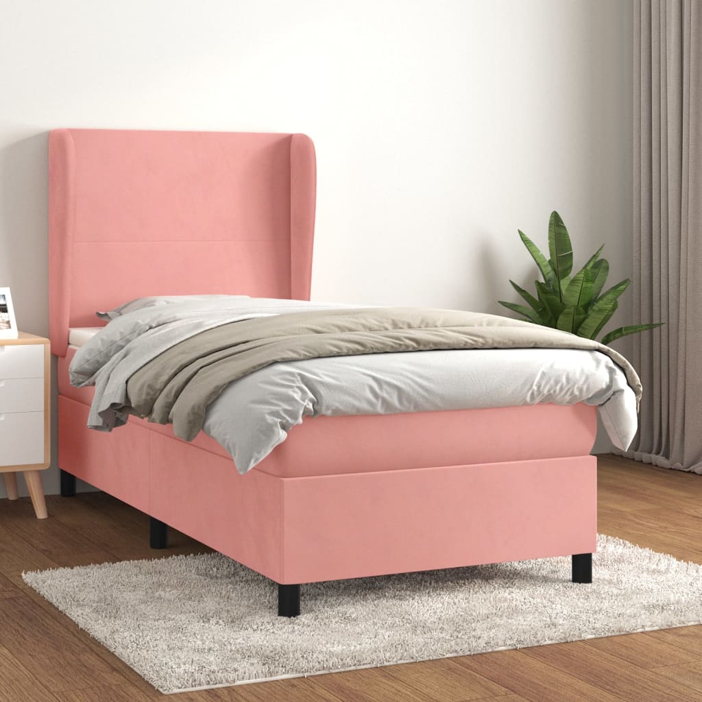 JUNG Vida Boxspringbett mit Matratze Rosa 90x200 cm Samt