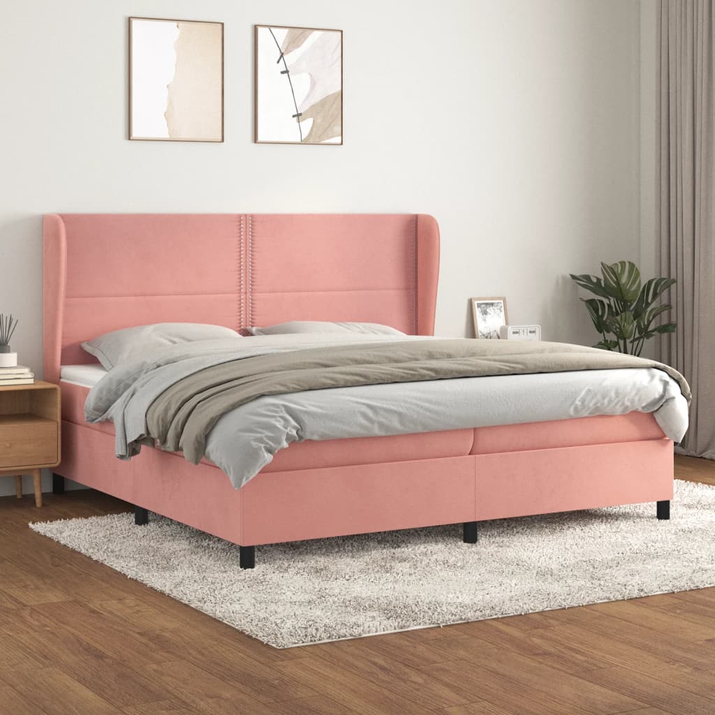 JUNG Vida Boxspringbett mit Matratze Rosa 200x200 cm Samt