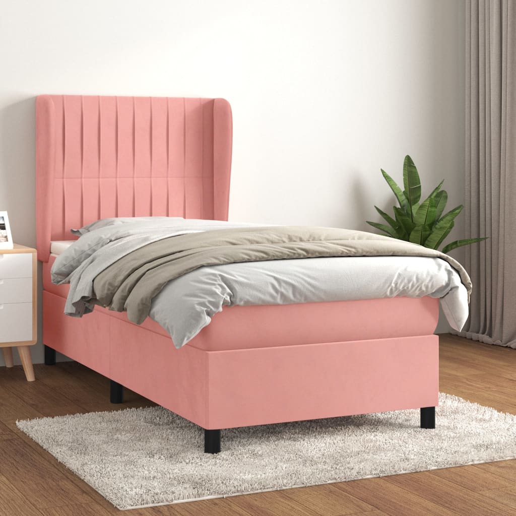 JUNG Vida Boxspringbett mit Matratze Rosa 80x200 cm Samt