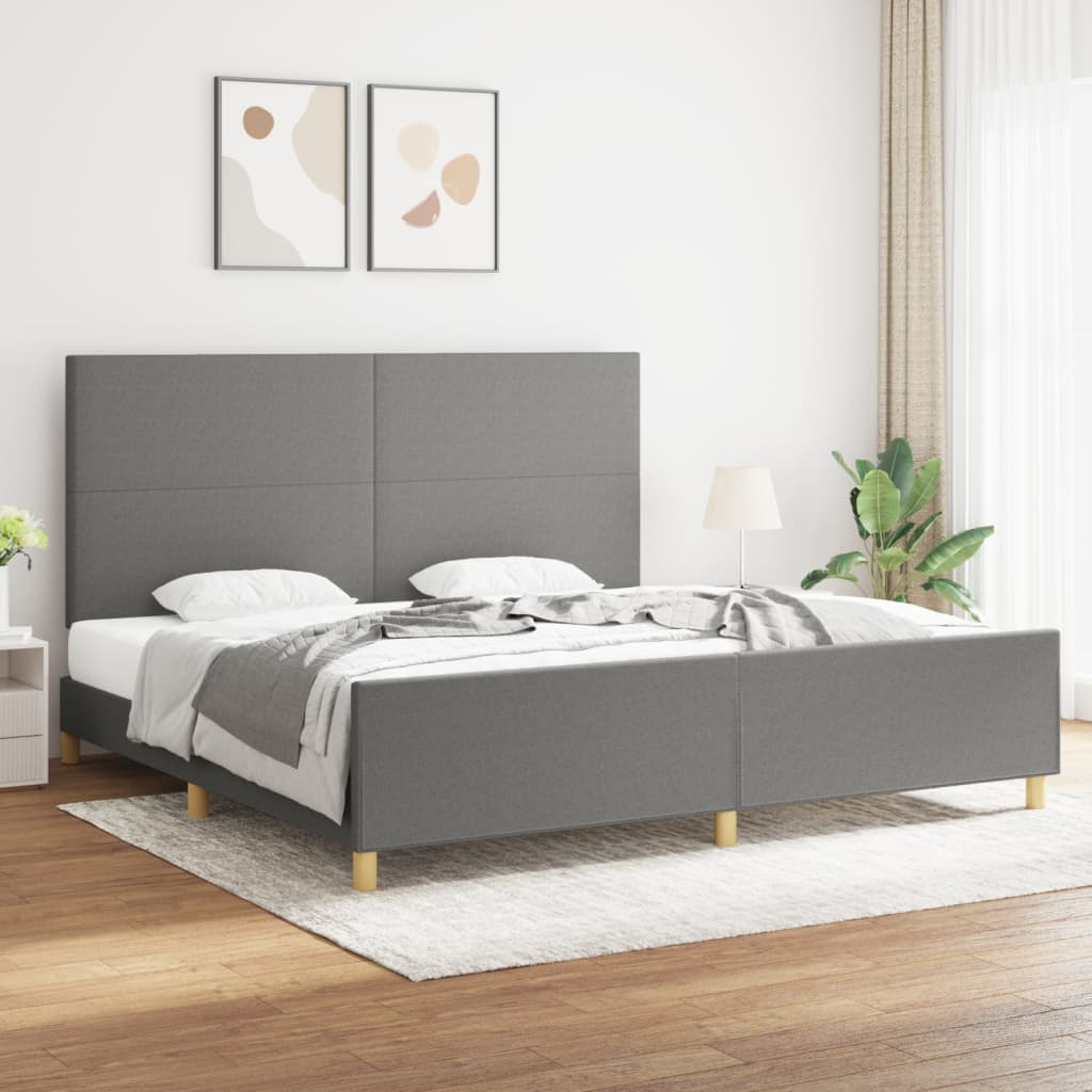 JUNG Vida Bettgestell ohne Matratze Dunkelgrau 200x200 cm Stoff