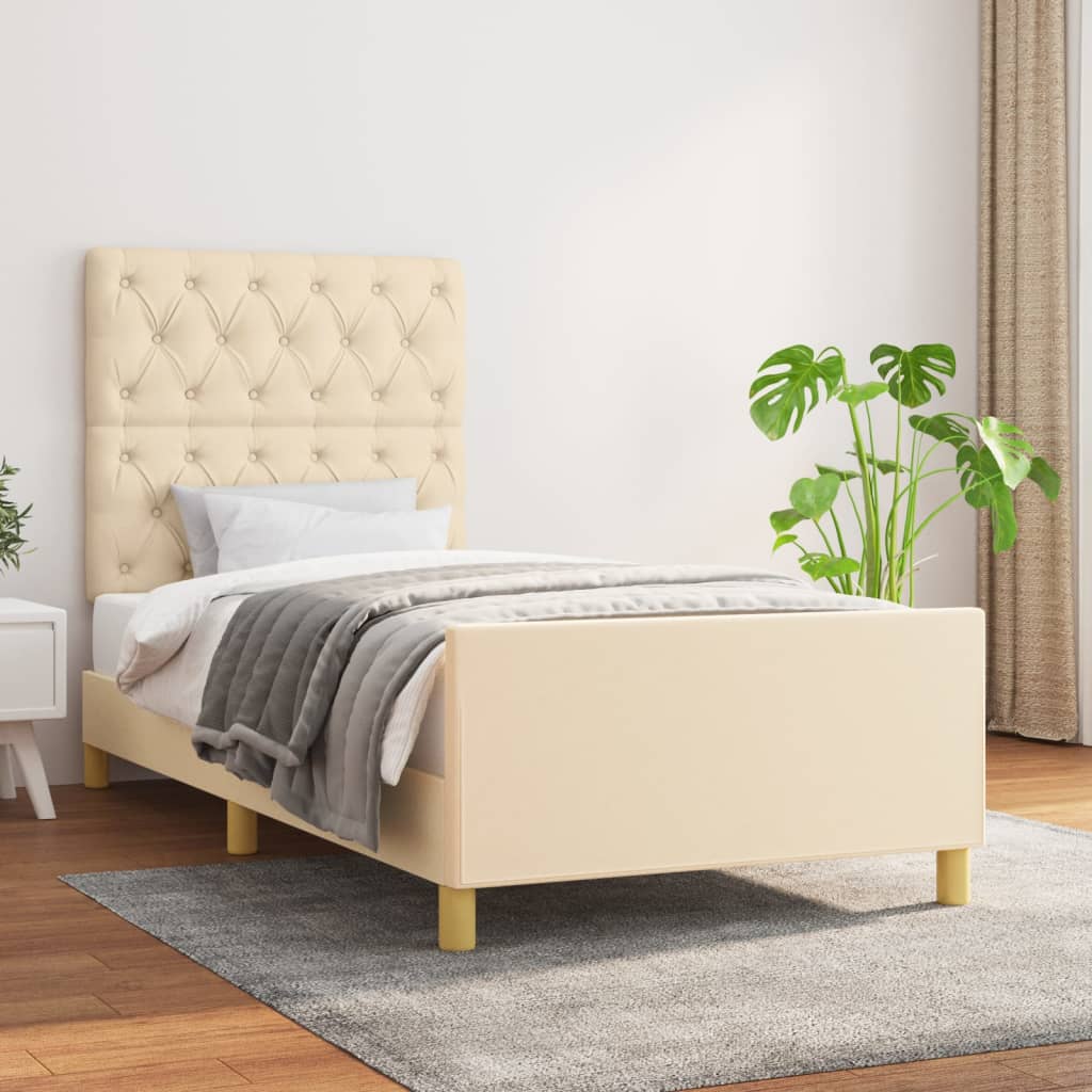 JUNG Vida Bettgestell ohne Matratze Creme 80x200 cm Stoff