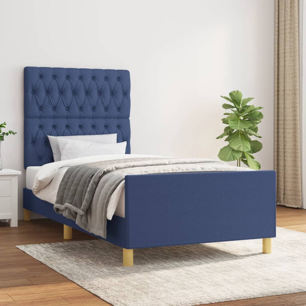 JUNG Vida Bettgestell ohne Matratze Blau 100x200 cm Stoff