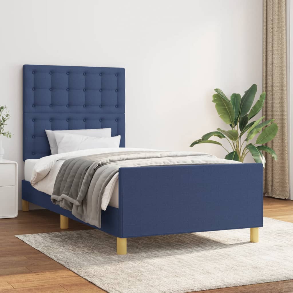 JUNG Vida Bettgestell ohne Matratze Blau 100x200 cm Stoff