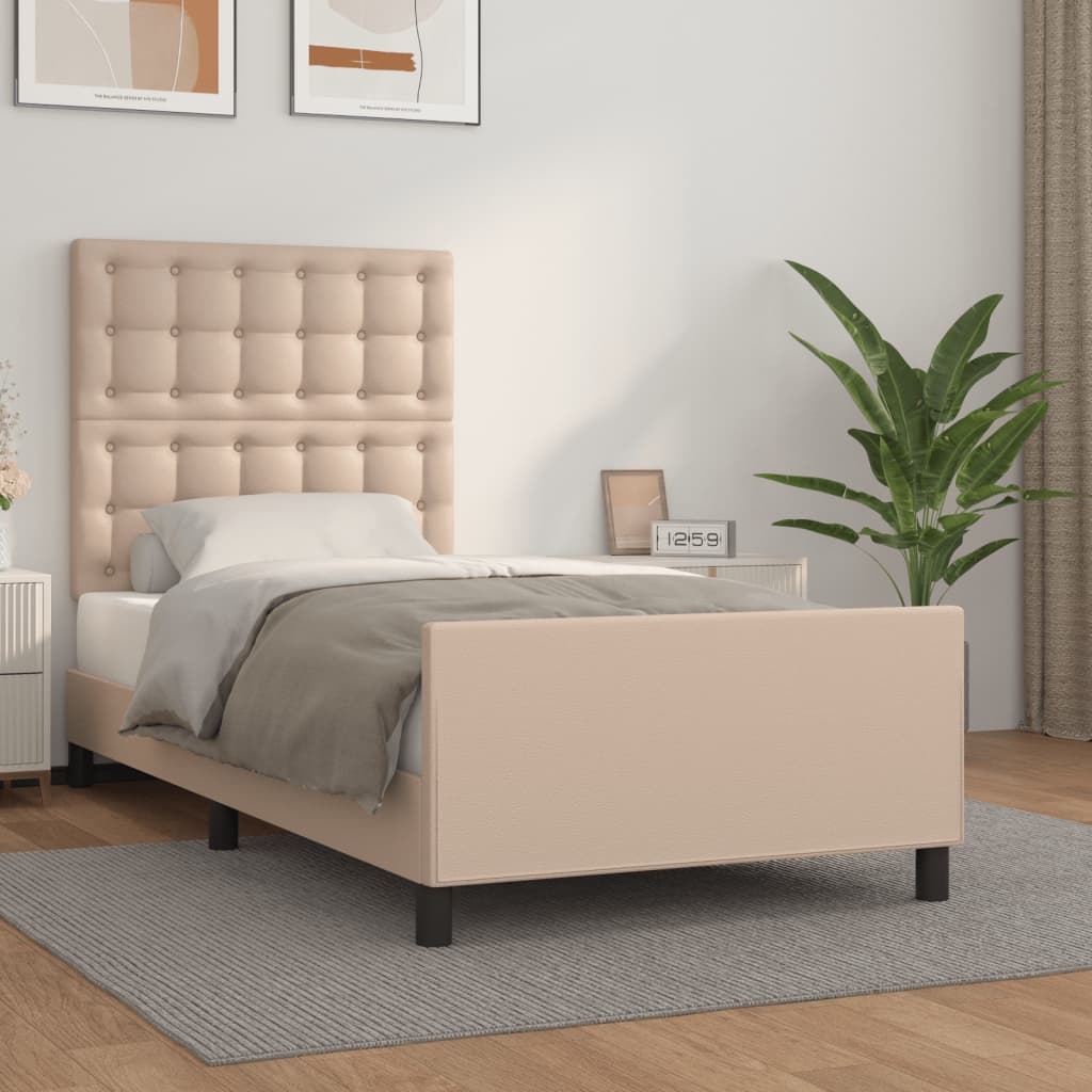 JUNG Vida Bettgestell mit Kopfteil Cappuccino-Braun 100x200 cm Kunstleder