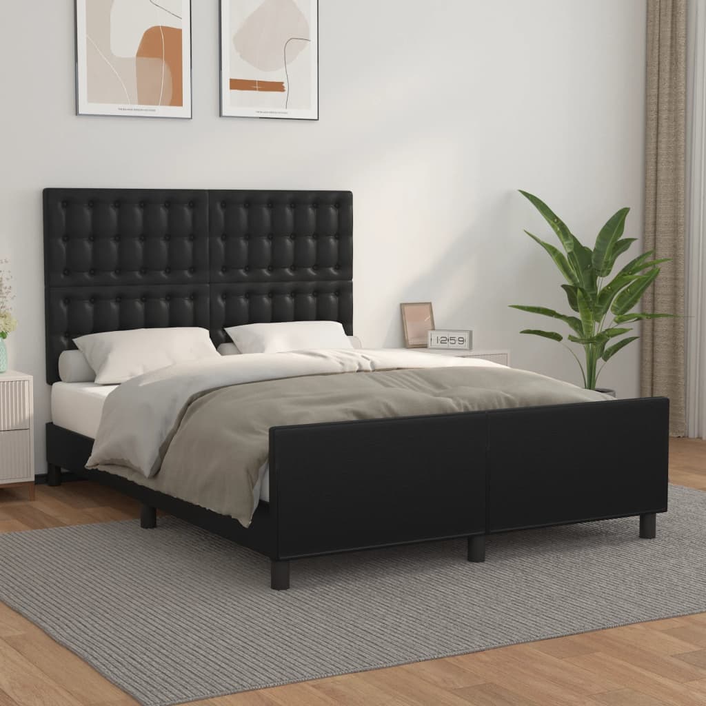 JUNG Vida Bettgestell mit Kopfteil Schwarz 140x190 cm Kunstleder