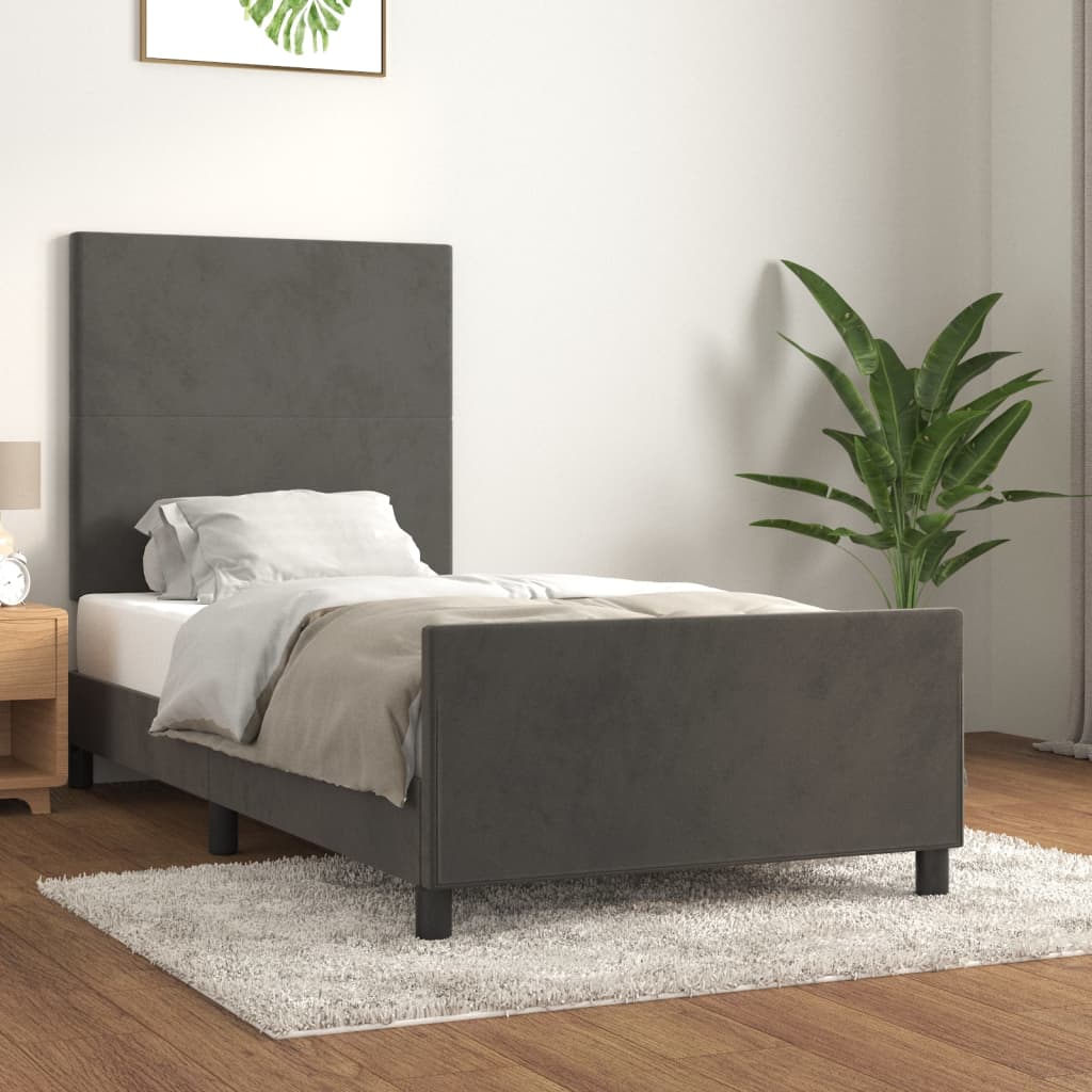 JUNG Vida Bettgestell ohne Matratze Dunkelgrau 90x190 cm Samt